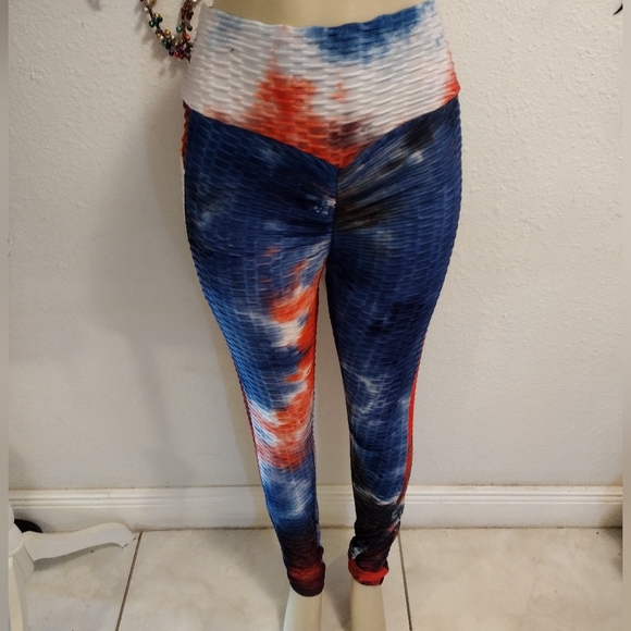 Honey comb tie dye rouched scrunched tik tok leggings - Picture 1 of 6